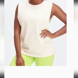 Fabletics Muscle‎ Tank Top Sleeveless Athletic Casual Top Ivory XL